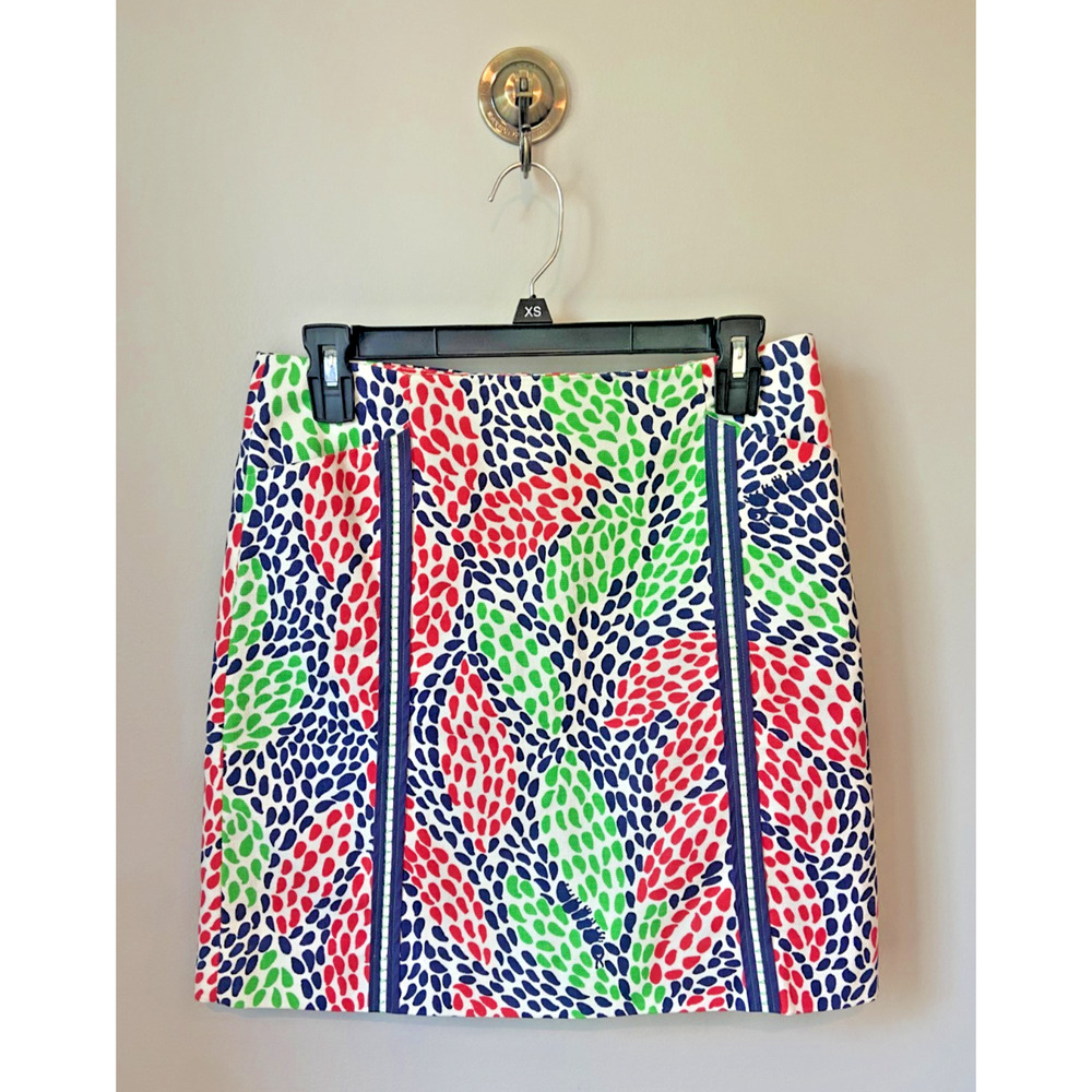 Lilly Pulitzer Womens Red Green Navy Blue Floral Ant Print Pencil Skirt, Size 0